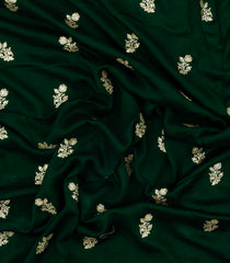 Dark Green Woven Synthetic Blended Saree With Embroidered Motifs-EN2071