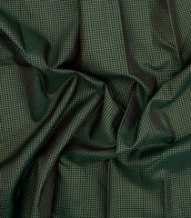 Dark Green Handloom Kanchipuram Silk Saree With Zari Checks-KA15466