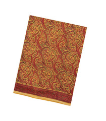 Sandal Printed Chanderi Cotton Saree With Paisley Motifs-CC1782