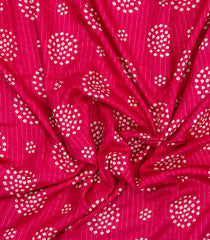Hot Pink Printed Synthetic Dola Silk Saree With Motifs & Zari Stripes-SY0453