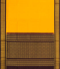 Yellow Handloom Silk Cotton Saree With Contrast Black Border-SC3940