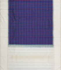 Blue & Maroon Handloom Korvai Kanchipuram Silk Saree With Checks-KA15958