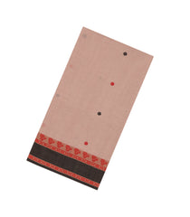 Dusty Peach Handloom Bengal Cotton Saree With Kamalam Buttas-BG1666