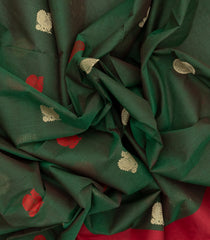 Dark Green Handloom Kanchi Cotton Saree With Annam Buttas-KC1487