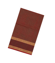 Maroon Handloom Silk Cotton Saree With Checks-SC4199