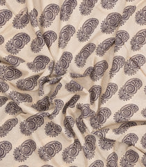 Taupe Printed Kalamkari Cotton Saree-KAL1259