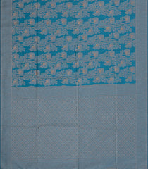 Sky Blue Woven Art Linen Saree With Floral Motifs-BL5648