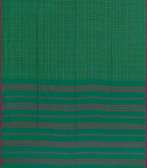 Green Handloom Bengal Cotton Saree With Dotted Checks-BGG1955