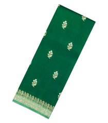 Green Woven Banarasi Poona Silk Saree With Zari Buttas & Contrast Border-BP1030