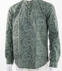 Green short kurta with geometrical design-EW1089