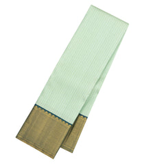Mint Green Handloom Korvai Kanchipuram Silk Saree With Zari Checks-KA16214