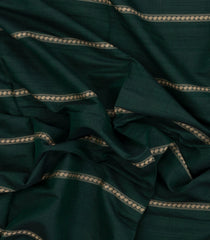 Bottle Green Woven Bengal Cotton Saree With Stripes & Contrast Pallu-BG1894