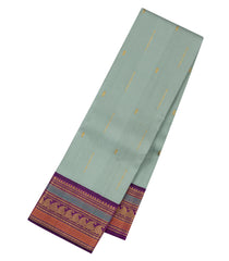 Shadow Green Handloom Korvai Kanchipuram Silk Saree With Zari Buttas-KA16704