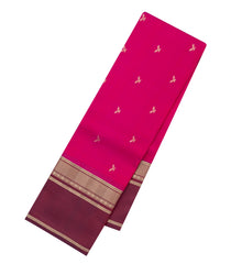 Pink Woven Pure Silk Saree With Zari Buttas & Contrast Border-EC2625