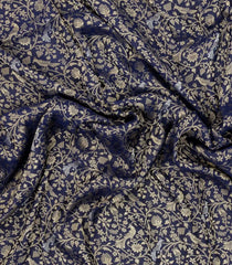 Navy Blue Woven Mysore Silk Saree With Bird Vine Motifs-MS3381