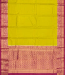 Lime Green Woven Blended Viscose Saree With Zari Checks-BL6096