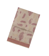 Beige Printed Tussar Silk Saree With Paisley Motifs-TU3781