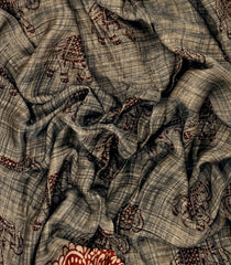 Beige Woven Jaipur Cotton Saree With Printed Elephant Motifs-JC1413