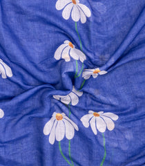 Purple Printed Synthetic Linen Saree With Floral Motifs-SY0076