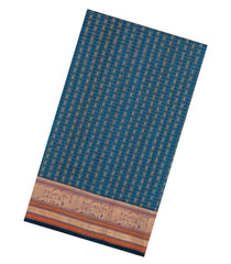 Blue Handloom Silk Cotton Saree With Checks-SC4372