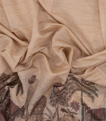 Sandal Printed Synthetic Linen Saree with Jhalar-BL5334