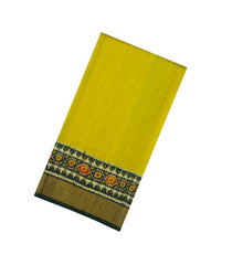 Neon Green Handloom Rajkot Patola Dupion Silk Saree With Contrast Zari Border-IK0472