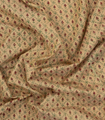 Sandal Handloom Silk Cotton Saree With Printed Floral Motifs-SC3931