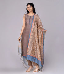Beige & Blue  Printed Kurta Set-RC5580