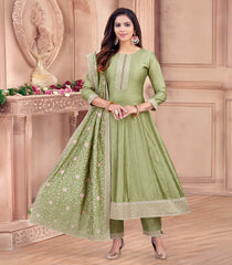 Pista Green Festive Anarkali Set-RC5513