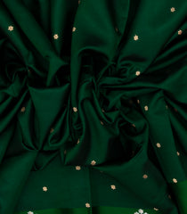 Bottle Green Handloom Banarasi Silk Saree With Floral Buttas-BE1468