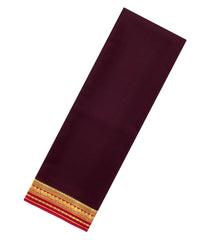 Dark Brown Woven Mysore Silk Saree With Contrast Border-MS3666