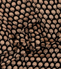 Black Printed Chanderi Cotton Saree With Floral Motifs-CC1764