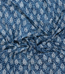 Blue Printed Jaipur Cotton Saree With Floral Motifs-JC1512