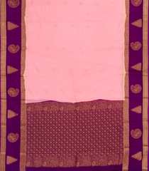 Light Peach Woven Art Crepe  Saree With Buttas & Contrast Border-BL5120