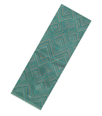 Cyan Printed Silk Saree With Chevron Motifs-PS0691