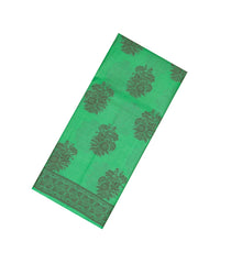 Green Woven Tussar Silk Saree With Floral Buttas-TU2976