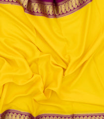 Yellow Woven Mysore Silk Saree With Contrast Magenta Border-MS3241