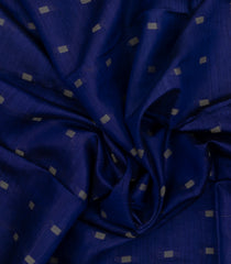 Dark Blue Woven Tussar Silk Saree With Floral Motifs & Contrast Border-TU3550