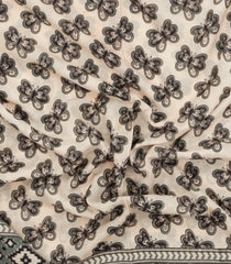 Dark Grey Printed Kalamkari Cotton Saree -KAL1243