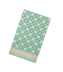 Aquamarine Handloom Banarasi Silk Saree With Floral Motifs-BE1904