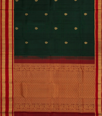 Bottle Green Handloom Kanchipuram Silk Saree With Floral Buttas-KA14109