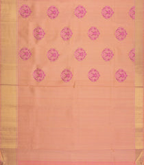 Dusty Pink Handloom Kanchipuram Silk Saree With Peacock Motifs-KA15816