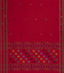 Crimson Handloom Bengal Cotton Saree With Floral Buttas-BG1688