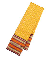 Yellow Handloom Korvai Kanchipuram Silk Saree With Floral Jaal Motifs-KA16604