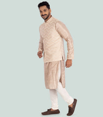 Beige Kurta Jacket set-Beige-38