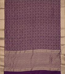 Dark Purple Mysore Crepe Silk Saree With Peacock Motifs-MS3093