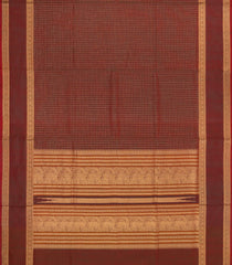 Maroon Handloom Silk Cotton Saree With Checks-SC4199