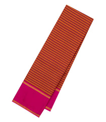 Crimson & Rust Handloom Kanchipuram Silk Saree With Checks & Contrast Border-KA13908