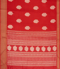 Red Printed Synthetic Dola Silk Saree With Motifs & Zari Stripes-SY0442