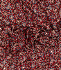 Crimson Printed Modal Silk Saree With Embroidered Motifs-PS0747
